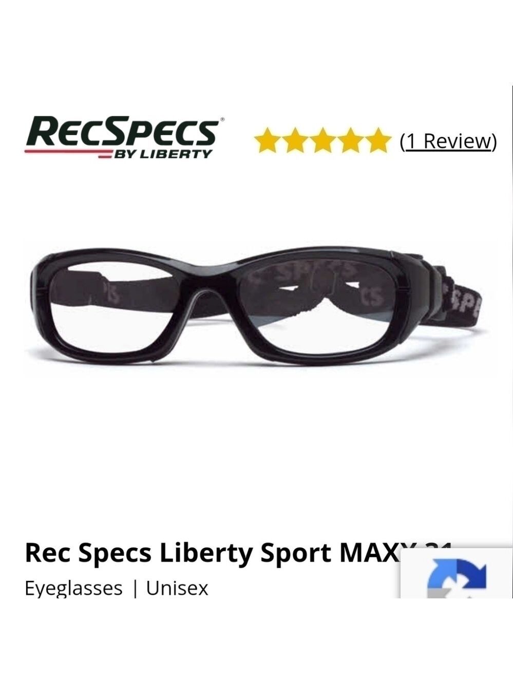 REC Specs Maxx 31 by Liberty Sport Eyeglasses Unisex Navy Blue with Sport Strap